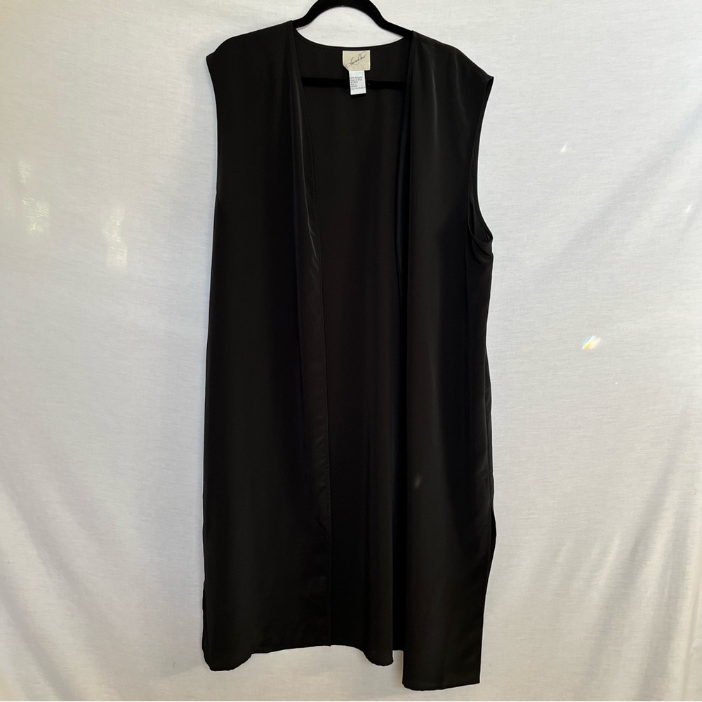 Elegant Black Open-Front Duster